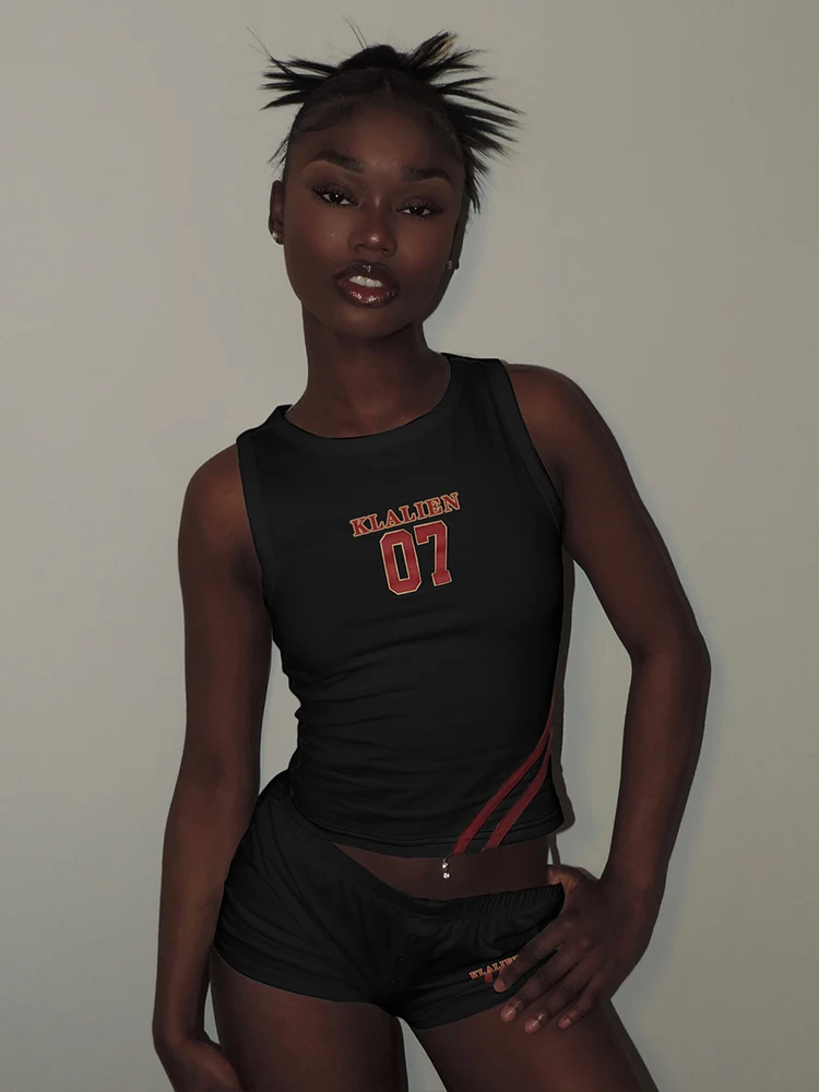 Whatiwear Casual Tracksuit 2 Piece Set Women Letter Print o-Neck Tank Tops+Skinny Button Mini Shorts Daily Sporty Fashion Suits
Whatiwear Casual Tracksuit 2 Piece Set Women Letter Print o-Neck Tank Tops+Skinny Button Mini Shorts Daily Sporty Fashion Suits
