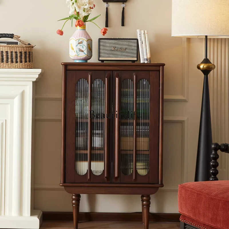 American retro solid wood French small apartment living room storage display sofa side cabinet
American retro solid wood French small apartment living room storage display sofa side cabinet