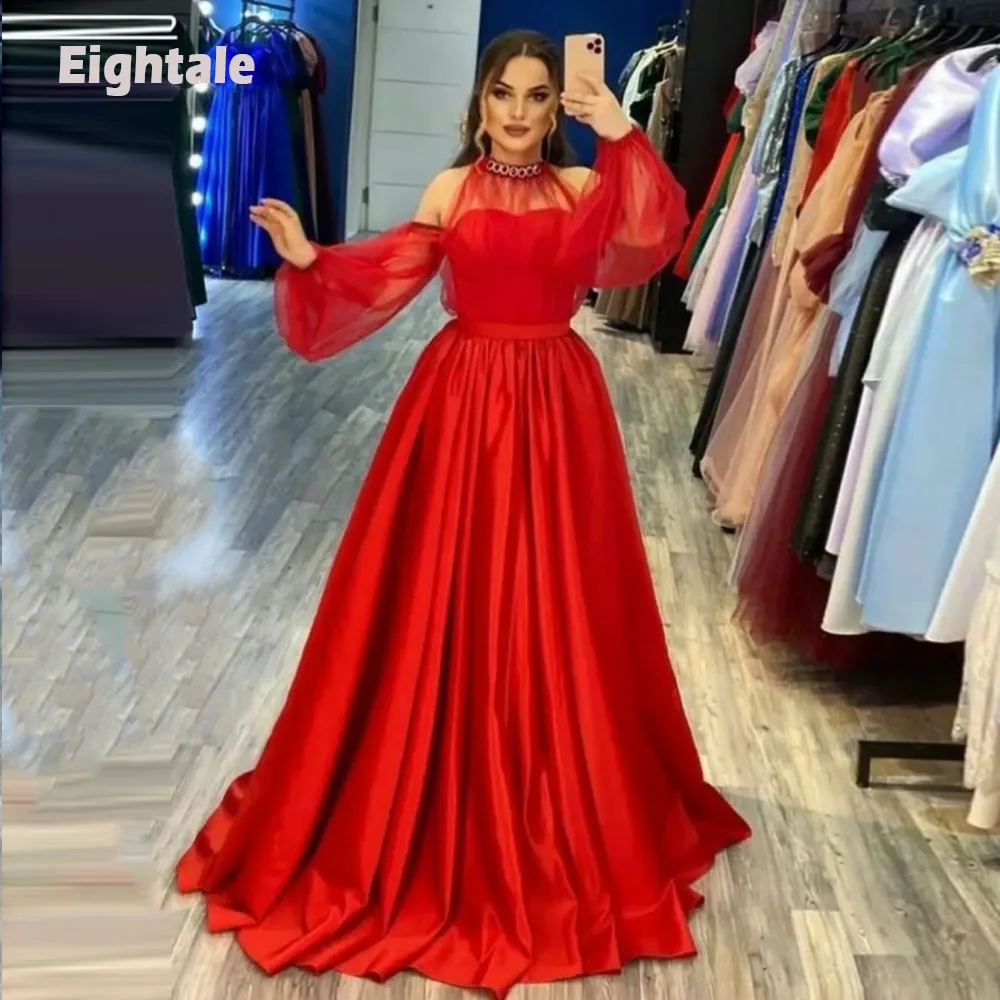 Eightale Arabic Prom Dresses Satin A-Line Long Sleevees Halter Dubai Evening Gown for Wedding Celebrity Party robe de soirée
Eightale Arabic Prom Dresses Satin A-Line Long Sleevees Halter Dubai Evening Gown for Wedding Celebrity Party robe de soirée