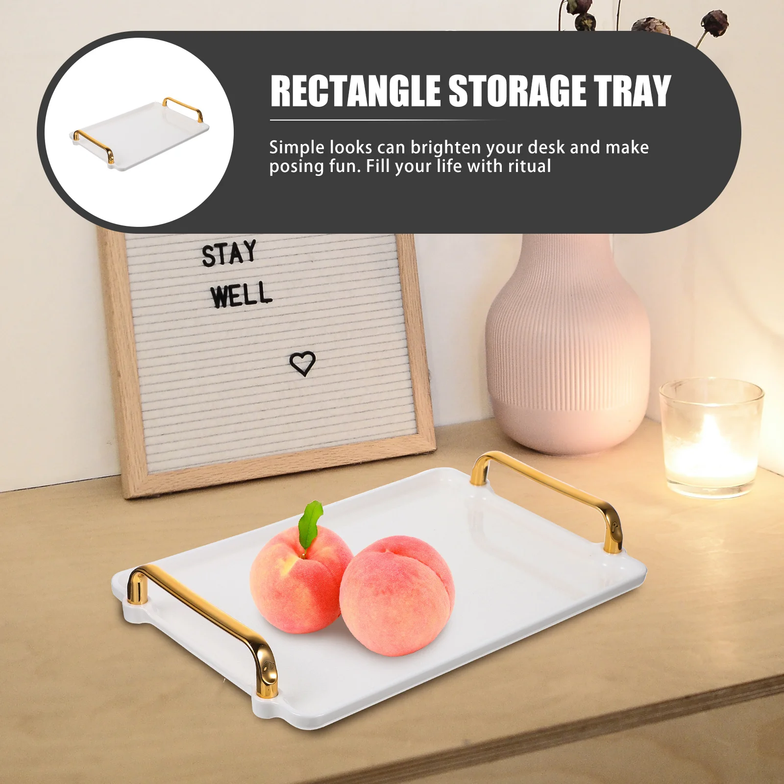 Rectangle Plastic Smooth Lightweight Small Size Easy Storage Household Tea Table Tray Handles Decorative Sundries
Rectangle Plastic Smooth Lightweight Small Size Easy Storage Household Tea Table Tray Handles Decorative Sundries
