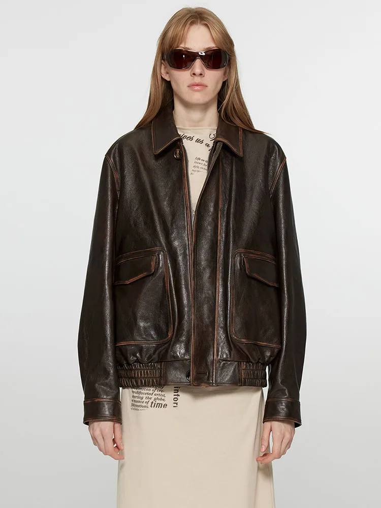 Vintage Classic Genuine Leather Jacket for Women Streetwear Simple Loose Soft Real Sheepskin Bomber Coat кожаная куртка женская
Vintage Classic Genuine Leather Jacket for Women Streetwear Simple Loose Soft Real Sheepskin Bomber Coat кожаная куртка женская