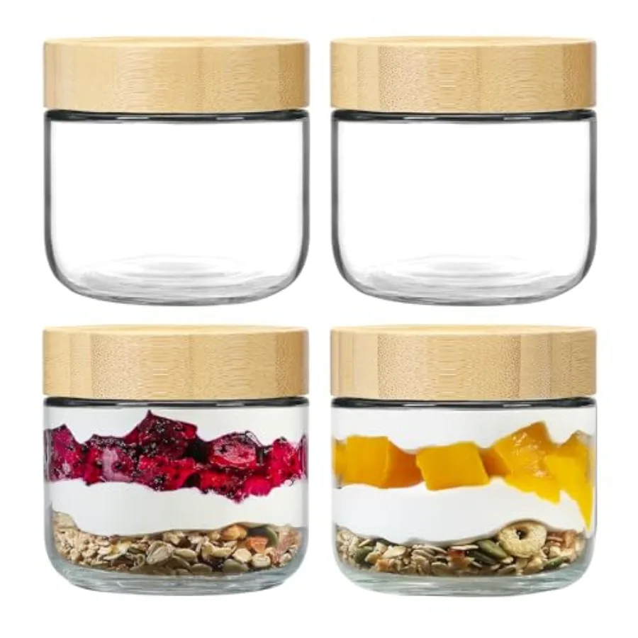4-pack 8oz Glass jars with Airtight Lids, Overnight Oats Containers with Bamboo Lids, Wide mouth Mason Salad jars, Glass Food S
4-pack 8oz Glass jars with Airtight Lids, Overnight Oats Containers with Bamboo Lids, Wide mouth Mason Salad jars, Glass Food S