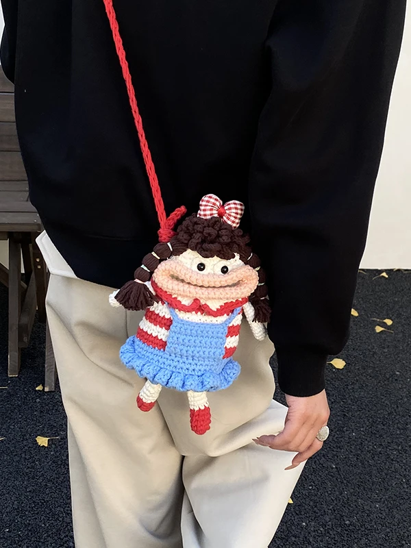 Handwoven Cartoon Character Phone Bag Women's Crossbody Knitted Bag Casual Faionable Personalized Bag Leisure Bag
Handwoven Cartoon Character Phone Bag Women's Crossbody Knitted Bag Casual Faionable Personalized Bag Leisure Bag