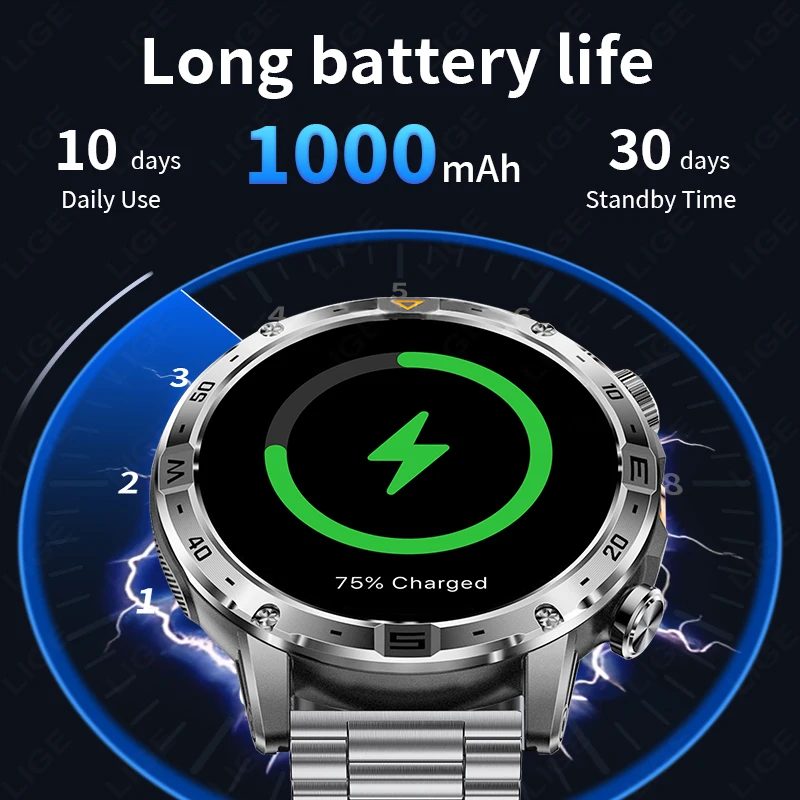 LIGE New 1000mAh Large Battery Smart Watch Men Outdoor Compass LED Flashlight Bluetooth Call Waterproof Sport Fitness Smartwatch
LIGE New 1000mAh Large Battery Smart Watch Men Outdoor Compass LED Flashlight Bluetooth Call Waterproof Sport Fitness Smartwatch