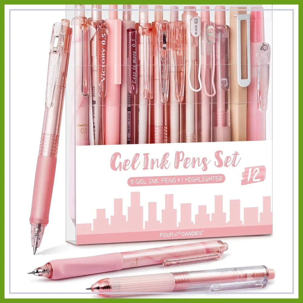 Gel Pens Set - 0.5 mm Fine Point, Black & Pink Ink, Aesthetic Desk Accessories for Women, 12 Pack
Gel Pens Set - 0.5 mm Fine Point, Black & Pink Ink, Aesthetic Desk Accessories for Women, 12 Pack