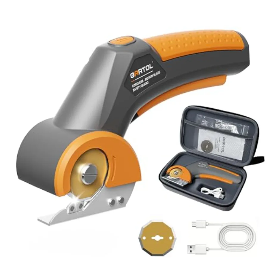 Cordless Electric Scissors with Rotary Blade, 4V Power Cutter for Cardboard, Carpet, Leather and Fabric, Self-Sharpening Electr
Cordless Electric Scissors with Rotary Blade, 4V Power Cutter for Cardboard, Carpet, Leather and Fabric, Self-Sharpening Electr