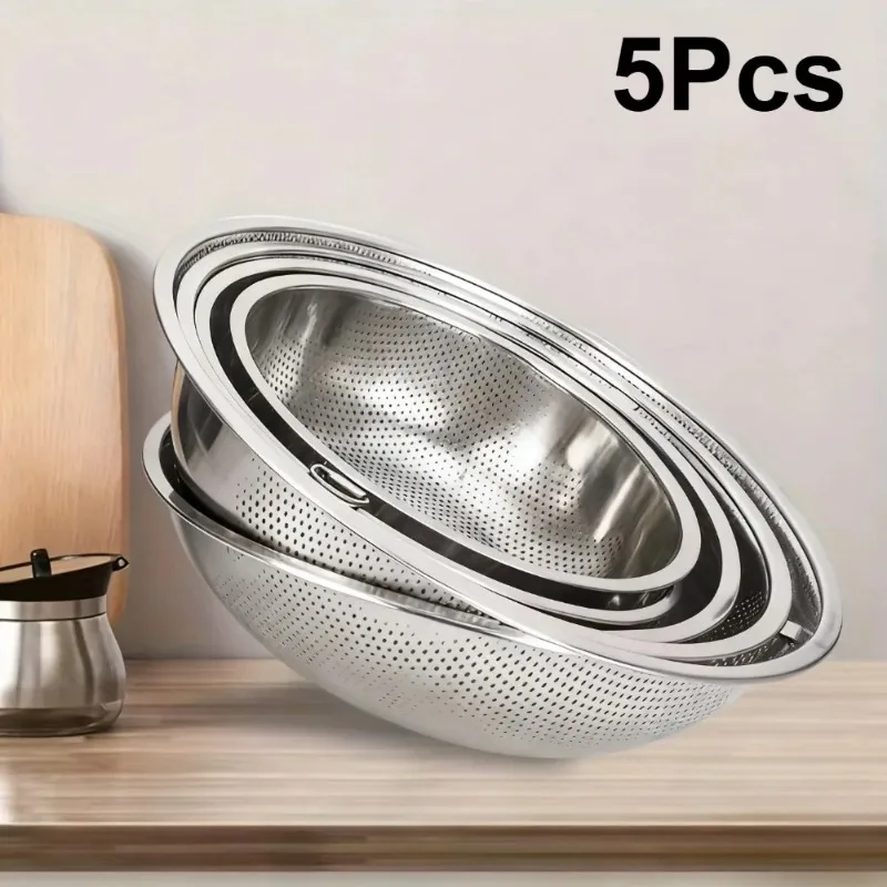 5pcs Stainless Steel Kitchen Hole Dense Colander Strainer Sieve Baskets
5pcs Stainless Steel Kitchen Hole Dense Colander Strainer Sieve Baskets