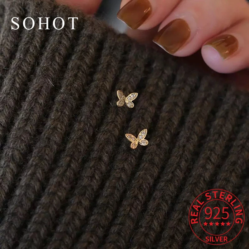 Real 925 Sterling Silver 14k Gold Butterfly Zircon Mini Stud Earrings for Elegant Women Cute Animal Fine Jewelry Accessories
Real 925 Sterling Silver 14k Gold Butterfly Zircon Mini Stud Earrings for Elegant Women Cute Animal Fine Jewelry Accessories