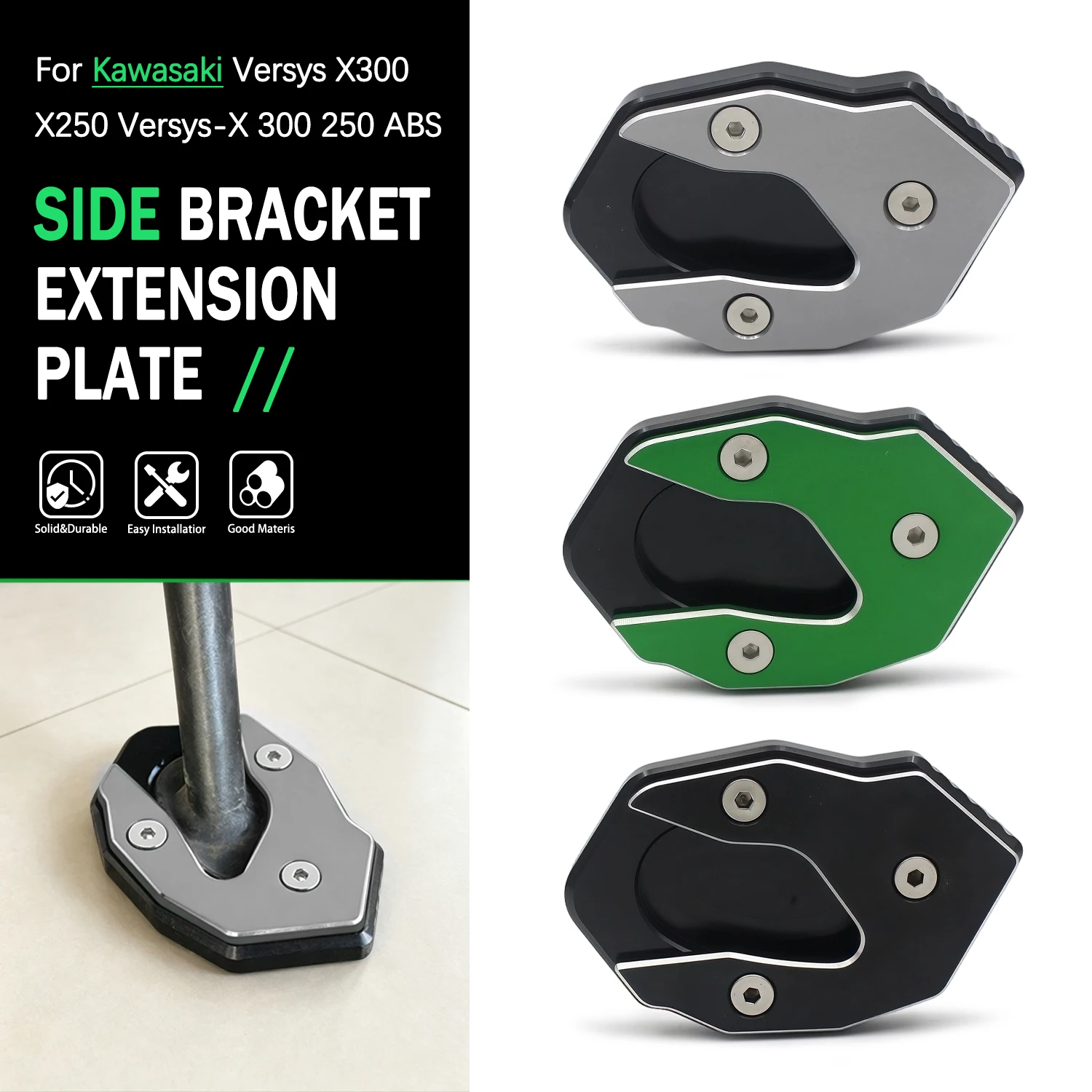 For Kawasaki Versys X300 X250 Versys-X 300 250 ABS 2017-2024 Motorcycle Side Stand Foot Enlarger Extender Base Extension Pad
For Kawasaki Versys X300 X250 Versys-X 300 250 ABS 2017-2024 Motorcycle Side Stand Foot Enlarger Extender Base Extension Pad