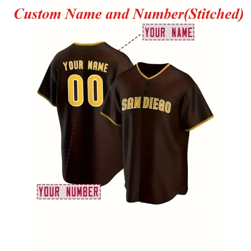 Custom Name And Number Men's Embroidery Baseball Jersey San Diego Personalized Short Sleeve Button Down Breathable DIY Shirts
Custom Name And Number Men's Embroidery Baseball Jersey San Diego Personalized Short Sleeve Button Down Breathable DIY Shirts