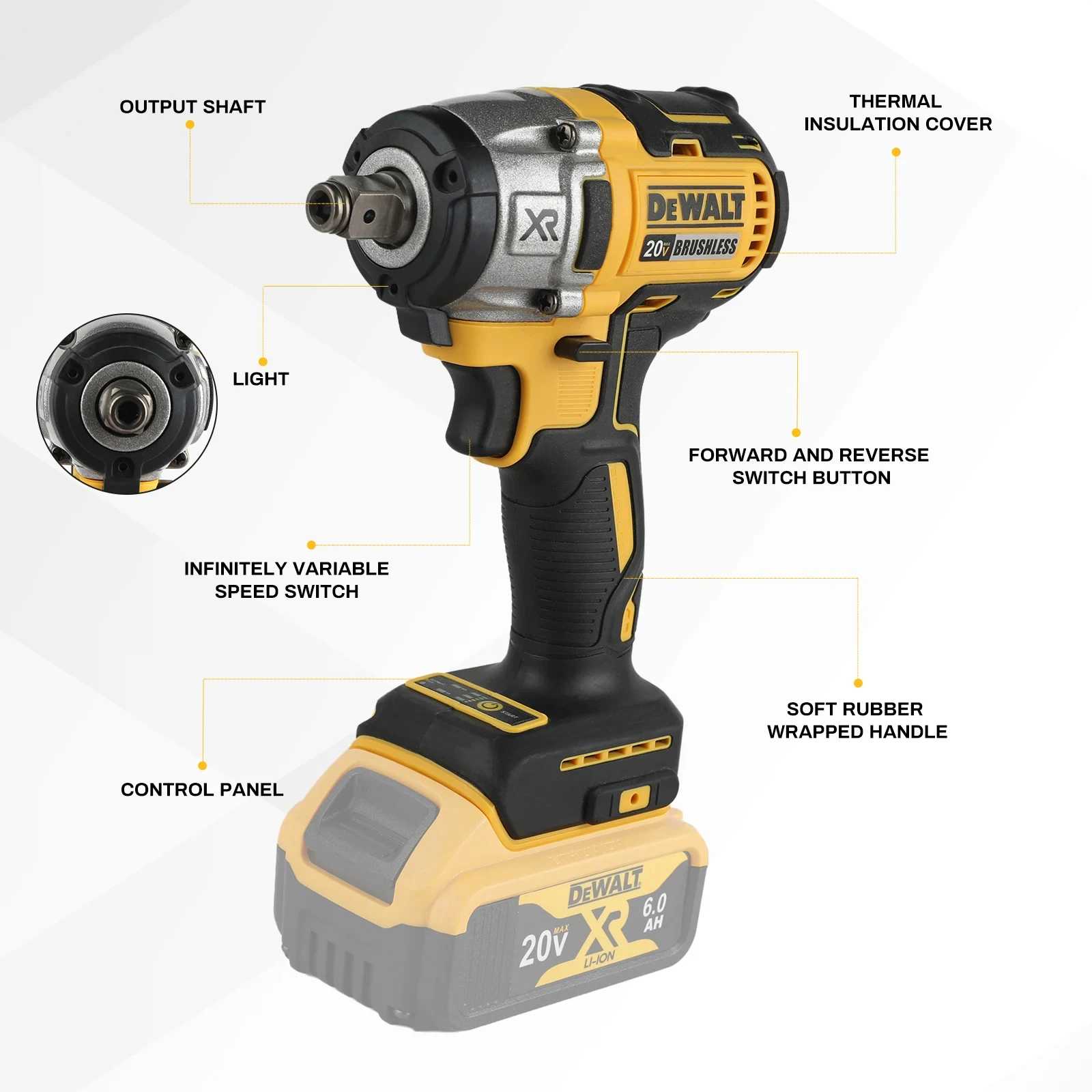 DEWALT DCF880 Original 20V Maximum Cordless Wrench 203Nm Cordless Impact Wrench Variable Speed Charging Wrench No Battery
DEWALT DCF880 Original 20V Maximum Cordless Wrench 203Nm Cordless Impact Wrench Variable Speed Charging Wrench No Battery