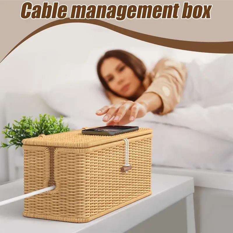 Cable Management Box Home Woven Imitation Rattan Cable Box Lidded Design Household Storage Basket Decoration Case For TV Wires
Cable Management Box Home Woven Imitation Rattan Cable Box Lidded Design Household Storage Basket Decoration Case For TV Wires