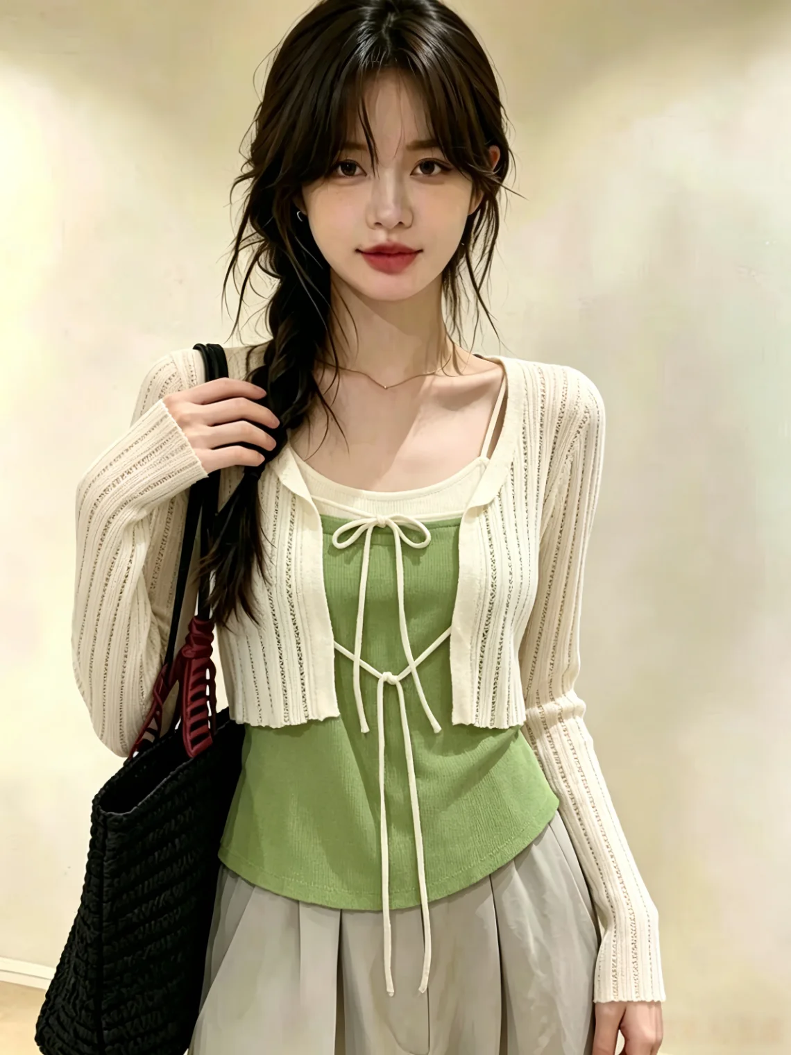 Women's Summer New Style Knitted Sun Protection Open Cardigan Hollow out Belted Two-Piece Set Color Block Strap Top
Women's Summer New Style Knitted Sun Protection Open Cardigan Hollow out Belted Two-Piece Set Color Block Strap Top