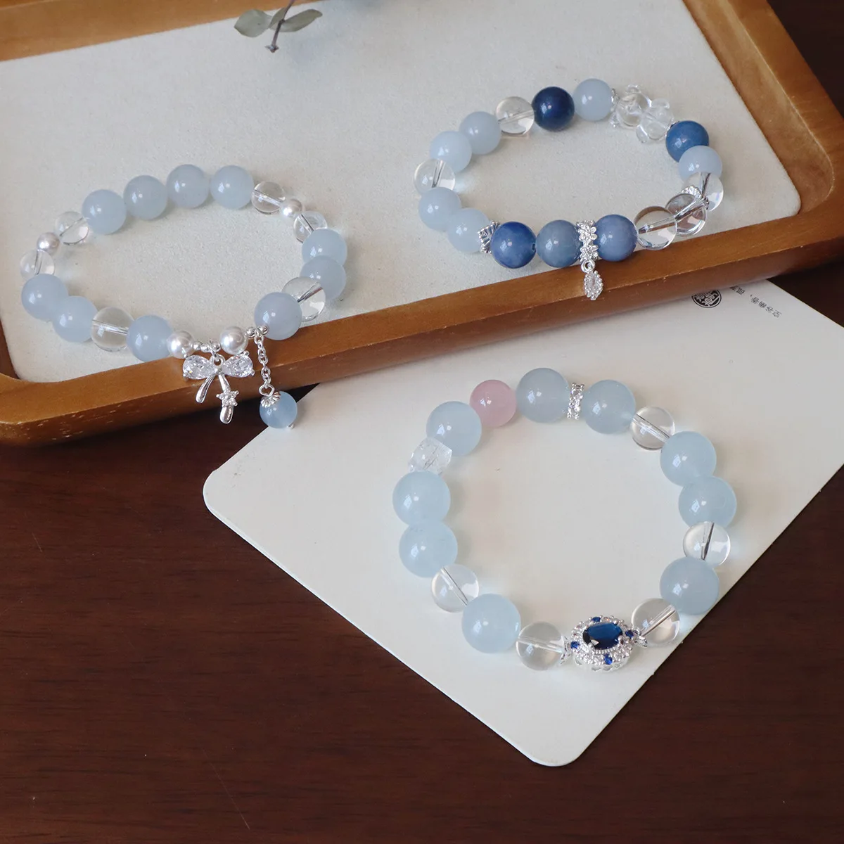 Zircon Bow Water-drop Oval Charm Sky Blue/White Crystal Beaded Strand Women's Bracelets Elegant Hand Accessories Wholesale
Zircon Bow Water-drop Oval Charm Sky Blue/White Crystal Beaded Strand Women's Bracelets Elegant Hand Accessories Wholesale