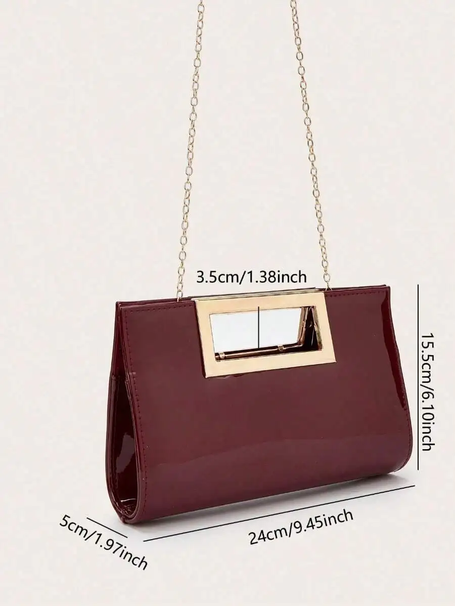 Elegant Solid Color Clutch Handbag For Women, Formal Business Evening Bag With Chain Strap
Elegant Solid Color Clutch Handbag For Women, Formal Business Evening Bag With Chain Strap