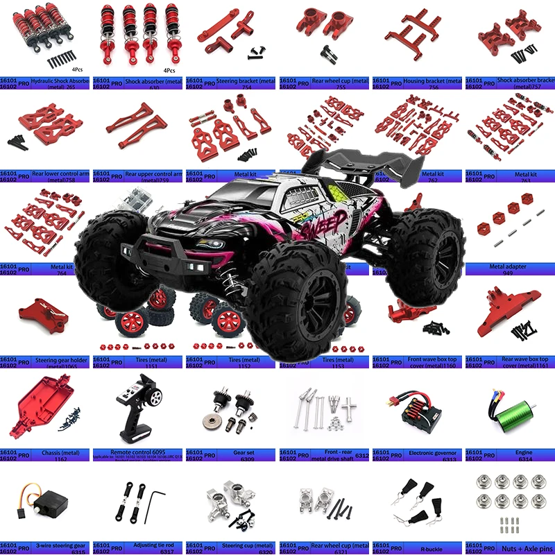 SCY 16101 16102 16103 Pro RC Car 1:16 Red Upgraded Metal Spare Parts Model 4WD/Original Spare Parts 6312 6313 6314 6309 6317
SCY 16101 16102 16103 Pro RC Car 1:16 Red Upgraded Metal Spare Parts Model 4WD/Original Spare Parts 6312 6313 6314 6309 6317