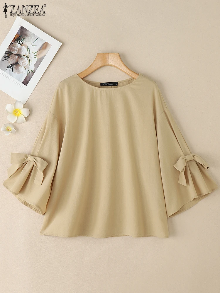 2025 ZANZEA Summer Elegant Short Sleeve Office Shirt Women Stylish Bows Blouse Fashion Solid Holiday Tunic Tops Blusas Female
2025 ZANZEA Summer Elegant Short Sleeve Office Shirt Women Stylish Bows Blouse Fashion Solid Holiday Tunic Tops Blusas Female