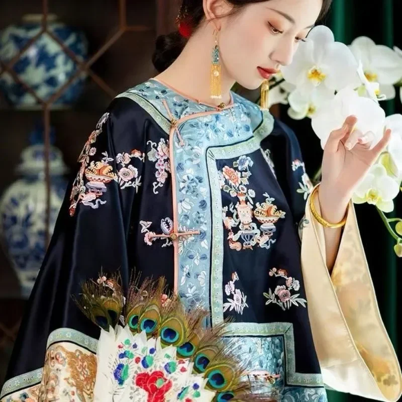 Autumn Traditional Chinese Women Clothing Black Printed Large Sleeves Top Pink Horse Faced Skirt Elegant Women Evening Dresses
Autumn Traditional Chinese Women Clothing Black Printed Large Sleeves Top Pink Horse Faced Skirt Elegant Women Evening Dresses