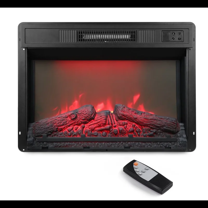 23" Black Electric Fireplace Insert with Multicolor Flames, Remote Control, Timer
23" Black Electric Fireplace Insert with Multicolor Flames, Remote Control, Timer