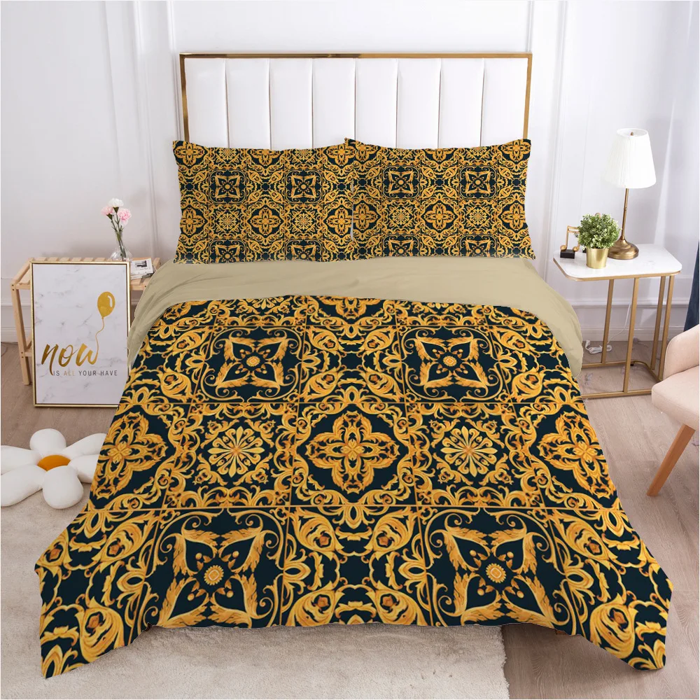 Golden Luxury Bedding Set For Bohemian High-grade Luxurious 100% Hot Duvet Cover Sets Queen Size Double Boho Bed Linens Set
Golden Luxury Bedding Set For Bohemian High-grade Luxurious 100% Hot Duvet Cover Sets Queen Size Double Boho Bed Linens Set