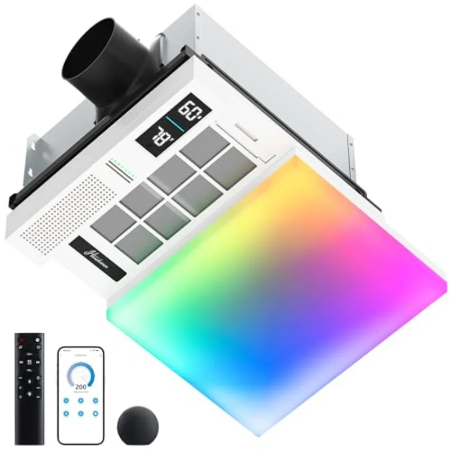 Sliding Exhaust Fan for Bathroom with ABS Plastic Housing, White, 230 CFM Airflow, Humidity Odor Sensor, 3-Color Temp RGB Light
Sliding Exhaust Fan for Bathroom with ABS Plastic Housing, White, 230 CFM Airflow, Humidity Odor Sensor, 3-Color Temp RGB Light