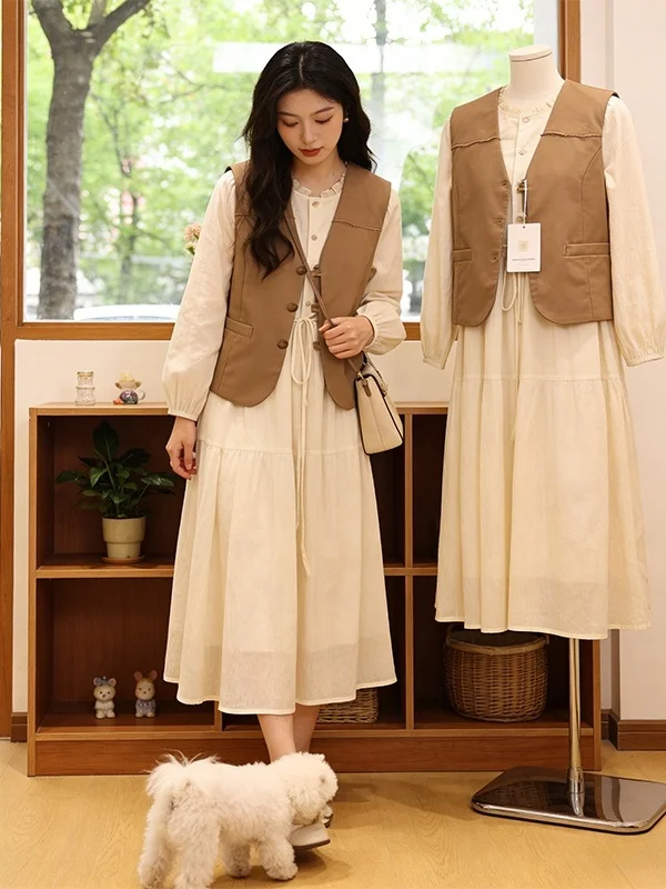 plus Size Retro Suit Women Spring New Slim round Neck Long Sleeve Dress Sleeveless Vest Two Piece Set Korean Style Loose Fit
plus Size Retro Suit Women Spring New Slim round Neck Long Sleeve Dress Sleeveless Vest Two Piece Set Korean Style Loose Fit
