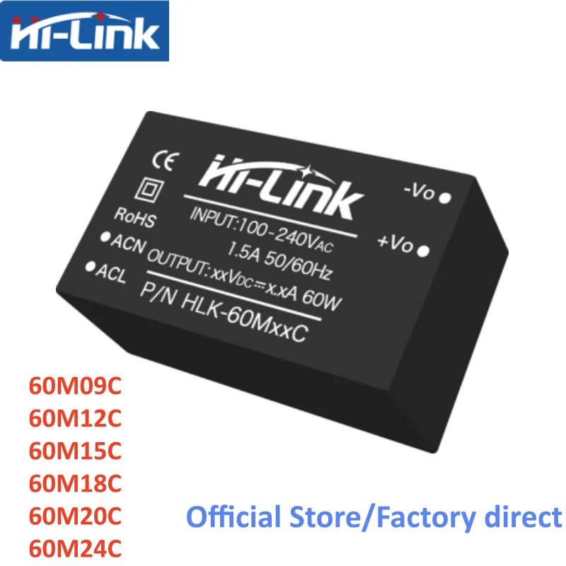 2pcs HLK-60M12C 60W AC-DC Power Module 85-265V Input 5V 12V 15V 24V Output 3000V Isolation PCB Mount Switching Power Supply
2pcs HLK-60M12C 60W AC-DC Power Module 85-265V Input 5V 12V 15V 24V Output 3000V Isolation PCB Mount Switching Power Supply