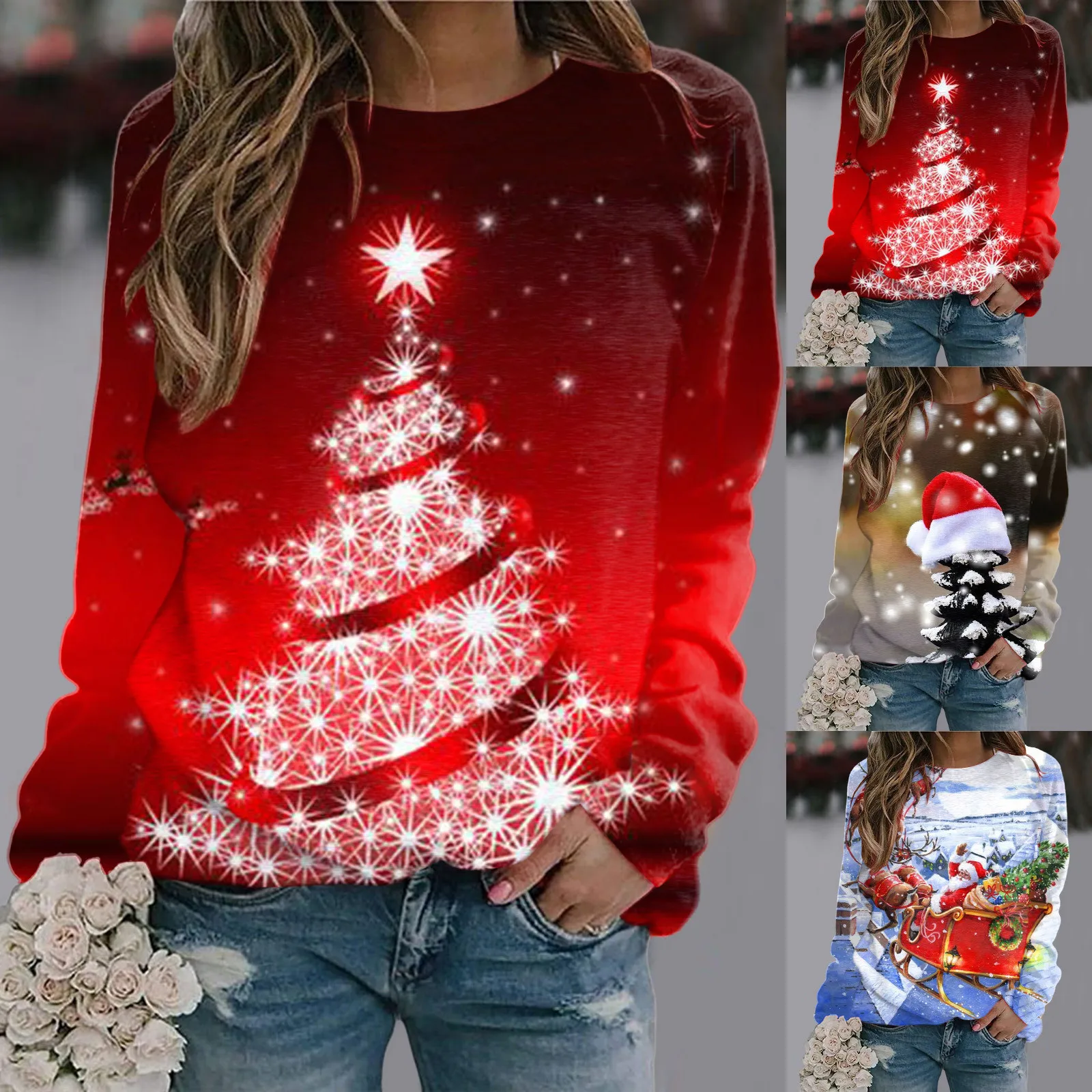 Womens Christmas Print Sweatshirt Pullover Tops Long Sleeve Shirts Loose Louse Woman Clothing Sudaderas De Mujeres Pull Femme
Womens Christmas Print Sweatshirt Pullover Tops Long Sleeve Shirts Loose Louse Woman Clothing Sudaderas De Mujeres Pull Femme