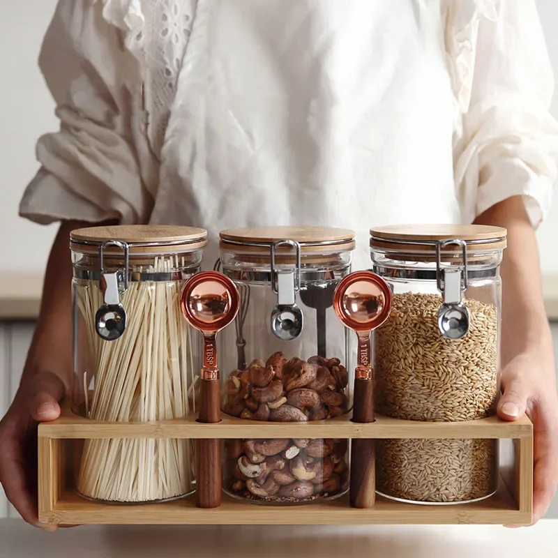 Bamboo Lid Glass Storage Jar Food Sealed Storage Tank Stainless Steel Buckle Glass Bottle Coffee Bean Milk Powder Storage Tank
Bamboo Lid Glass Storage Jar Food Sealed Storage Tank Stainless Steel Buckle Glass Bottle Coffee Bean Milk Powder Storage Tank