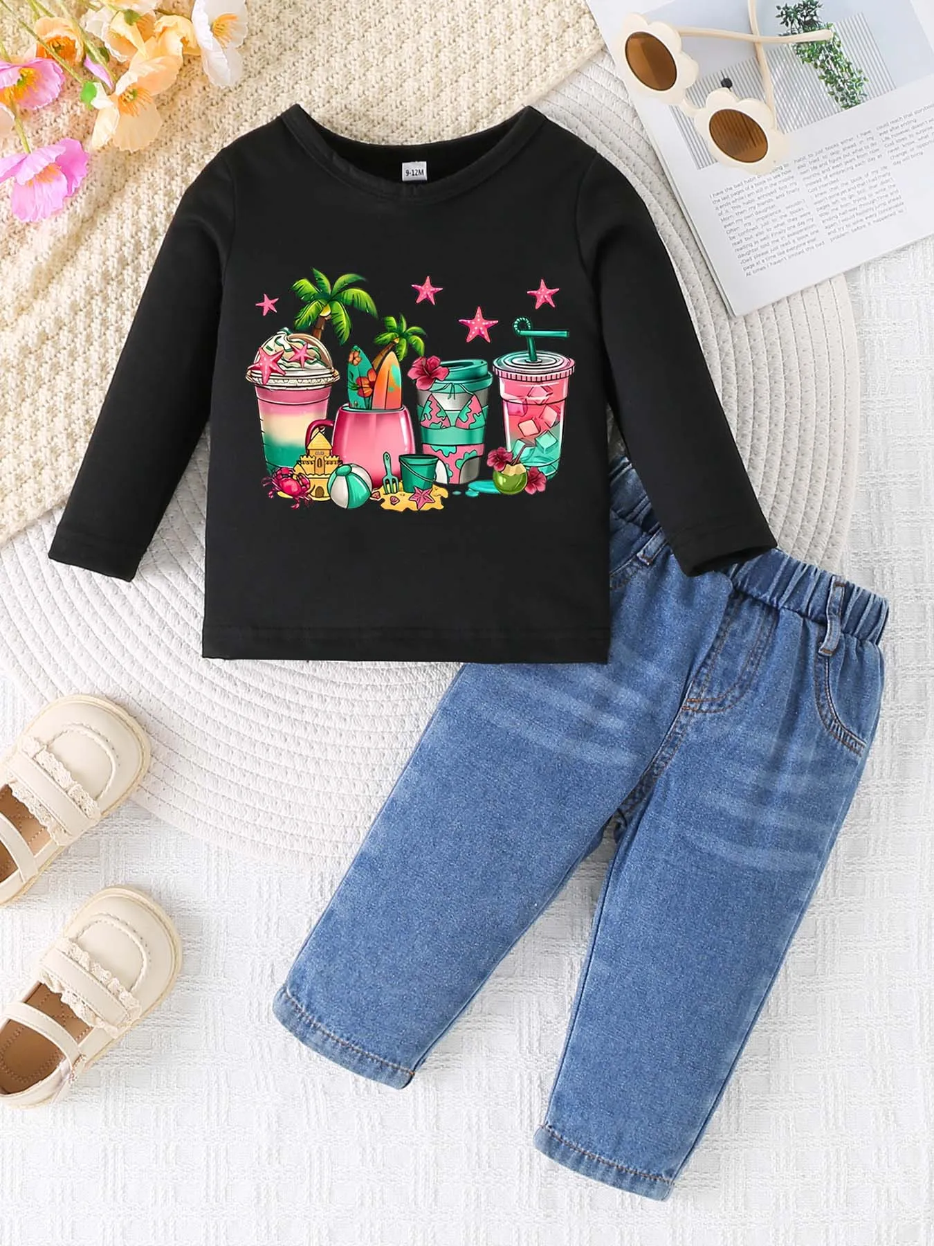 0-3 year old summer newborn new solid color printed pullover sweater with round neck long sleeved T-shirt+denim warehouse set,
0-3 year old summer newborn new solid color printed pullover sweater with round neck long sleeved T-shirt+denim warehouse set,