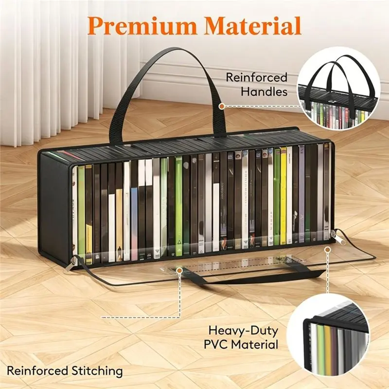 N96R 6 Pack DVD Storage Bags, Clear PVC DVD Case Holder With Handles, Front Window Zipper Design, Stackable Media Organizer
N96R 6 Pack DVD Storage Bags, Clear PVC DVD Case Holder With Handles, Front Window Zipper Design, Stackable Media Organizer