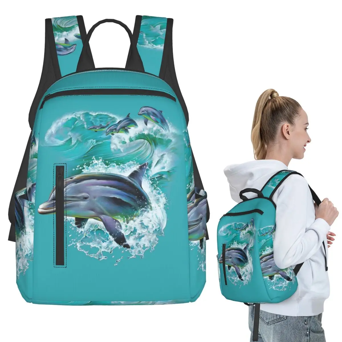 Dolphins Catching Waves Backpack Student BookBag Kids School Bag Computer Shoulder Bags Boys Girls
Dolphins Catching Waves Backpack Student BookBag Kids School Bag Computer Shoulder Bags Boys Girls
