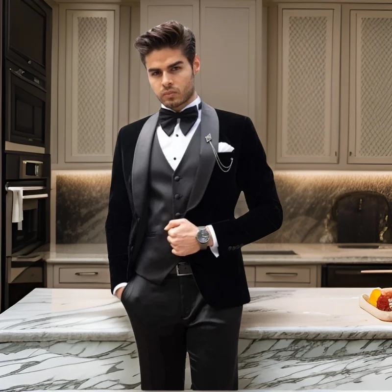 Formal Wedding Tuxedo Slim Fit Men Suits for Prom Groom Custom Made 3 Pcs Male Velvet Smoking Suit Jacket with Pant Vest 2024
Formal Wedding Tuxedo Slim Fit Men Suits for Prom Groom Custom Made 3 Pcs Male Velvet Smoking Suit Jacket with Pant Vest 2024