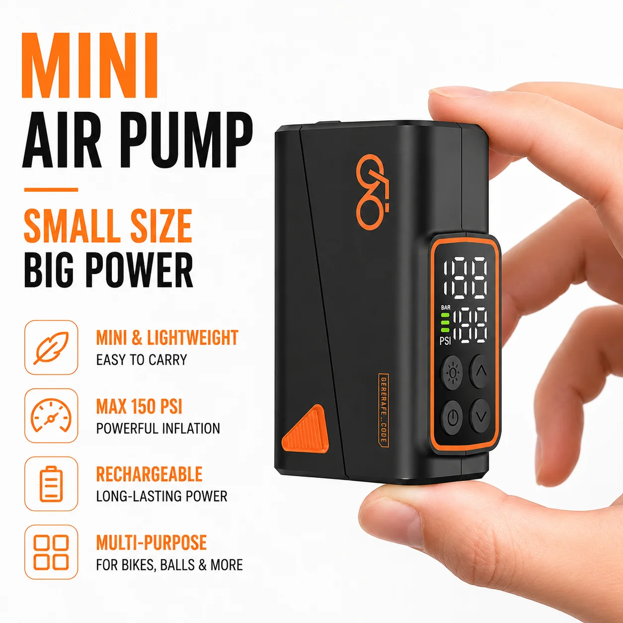 Mini Electric Bicycle Tire Pump Cordless Tire Inflator 150PSI Max 1100mAh Battery football Basketball Inf
Mini Electric Bicycle Tire Pump Cordless Tire Inflator 150PSI Max 1100mAh Battery football Basketball Inf
