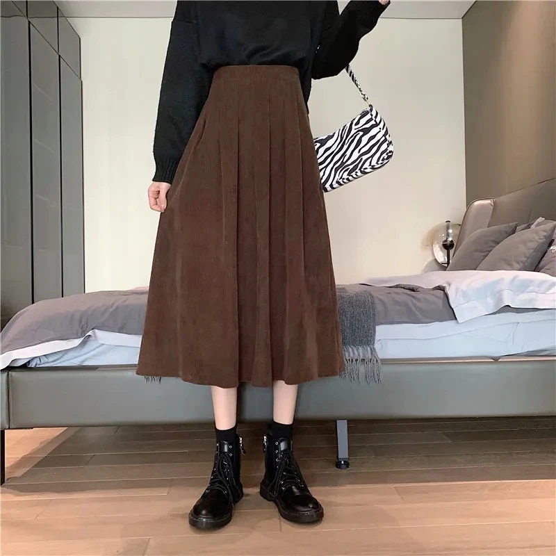 Elastic High Waist Corduroy Skirt Women Autumn Winter Long Velvet A-Line Skirt Female Slim All-Match Skirt Lady
Elastic High Waist Corduroy Skirt Women Autumn Winter Long Velvet A-Line Skirt Female Slim All-Match Skirt Lady