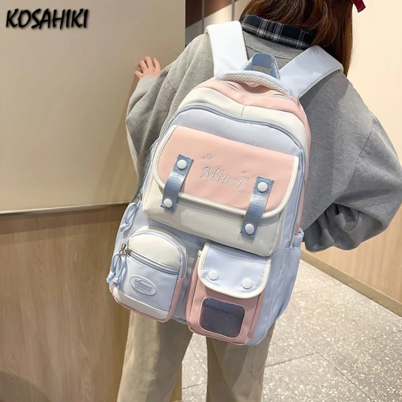 High-capacity Students Preppy Pockets Backpack Kawaii Sweet Y2k Aesthetic Schoolbags Fashion Cute Women Contrast Color Backpacks
High-capacity Students Preppy Pockets Backpack Kawaii Sweet Y2k Aesthetic Schoolbags Fashion Cute Women Contrast Color Backpacks