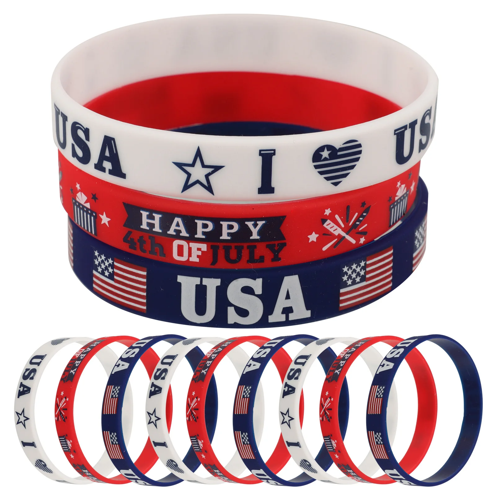 12Pcs Independence Day Party Bracelets Usa Hand Chain Silicone Wristband Patriotic Theme Portable Favor for All Ages
12Pcs Independence Day Party Bracelets Usa Hand Chain Silicone Wristband Patriotic Theme Portable Favor for All Ages