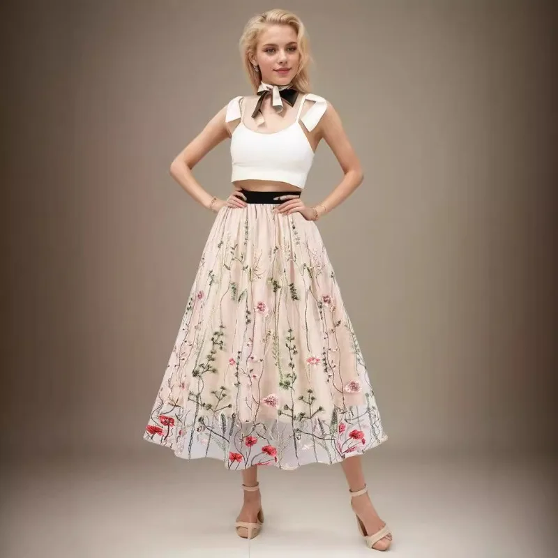 Embroidered A-Line Midi Tulle Skirt Women Fairy Mesh Slimming S-XL
Embroidered A-Line Midi Tulle Skirt Women Fairy Mesh Slimming S-XL