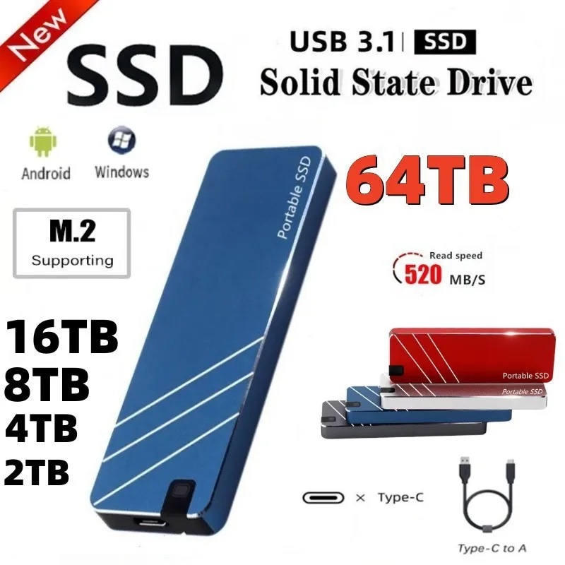 Cross-border SSD external mobile hard disk 16TB8TB4TB2TB1T high-speed ultra-thin mobile solid state drive expansion
Cross-border SSD external mobile hard disk 16TB8TB4TB2TB1T high-speed ultra-thin mobile solid state drive expansion