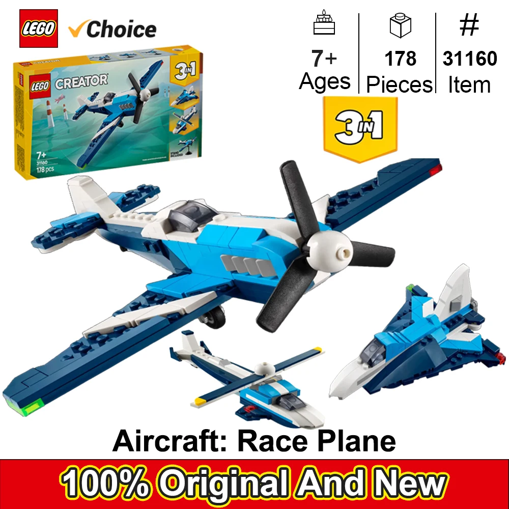 LEGO 31160 Creator 3in1 Игрушечный самолетик, самолетик, истребитель или вертолет — идея подарка для детей, мальчиков и девочек, 178PSC
LEGO 31160 Creator 3in1 Игрушечный самолетик, самолетик, истребитель или вертолет — идея подарка для детей, мальчиков и девочек, 178PSC