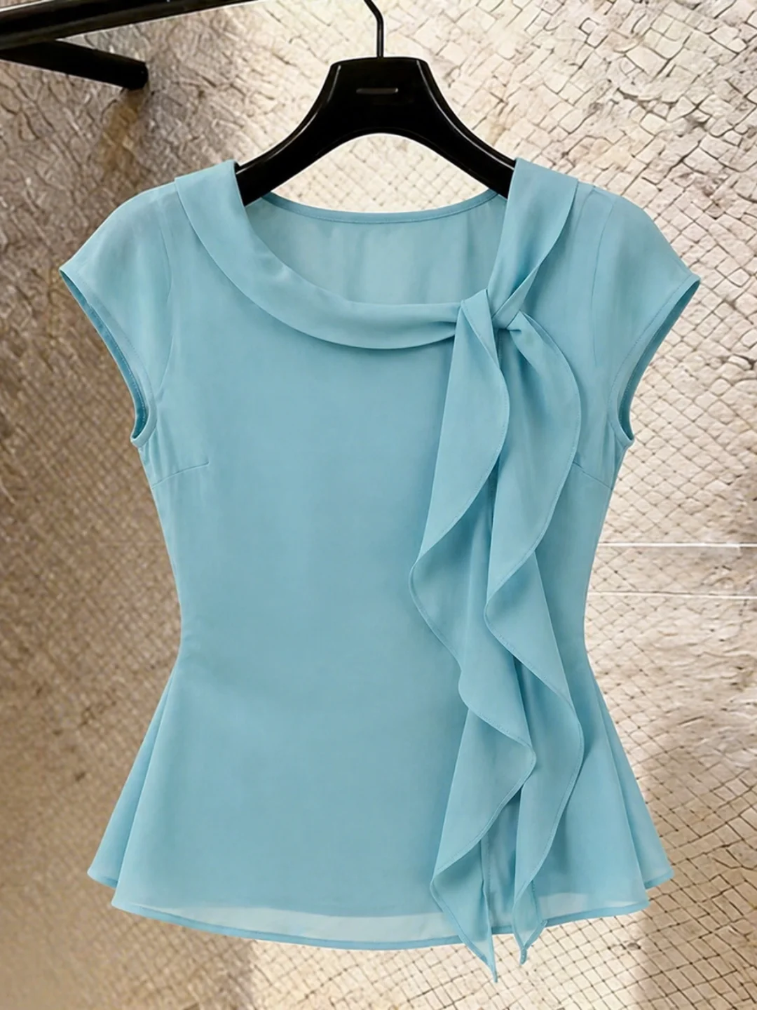 Blue Lace Short Sleeve Shirt Korean Style Slimming Versatile Age-Defying Beautiful Summer 2026 Commute Style round Neck Pure ...
Blue Lace Short Sleeve Shirt Korean Style Slimming Versatile Age-Defying Beautiful Summer 2026 Commute Style round Neck Pure ...