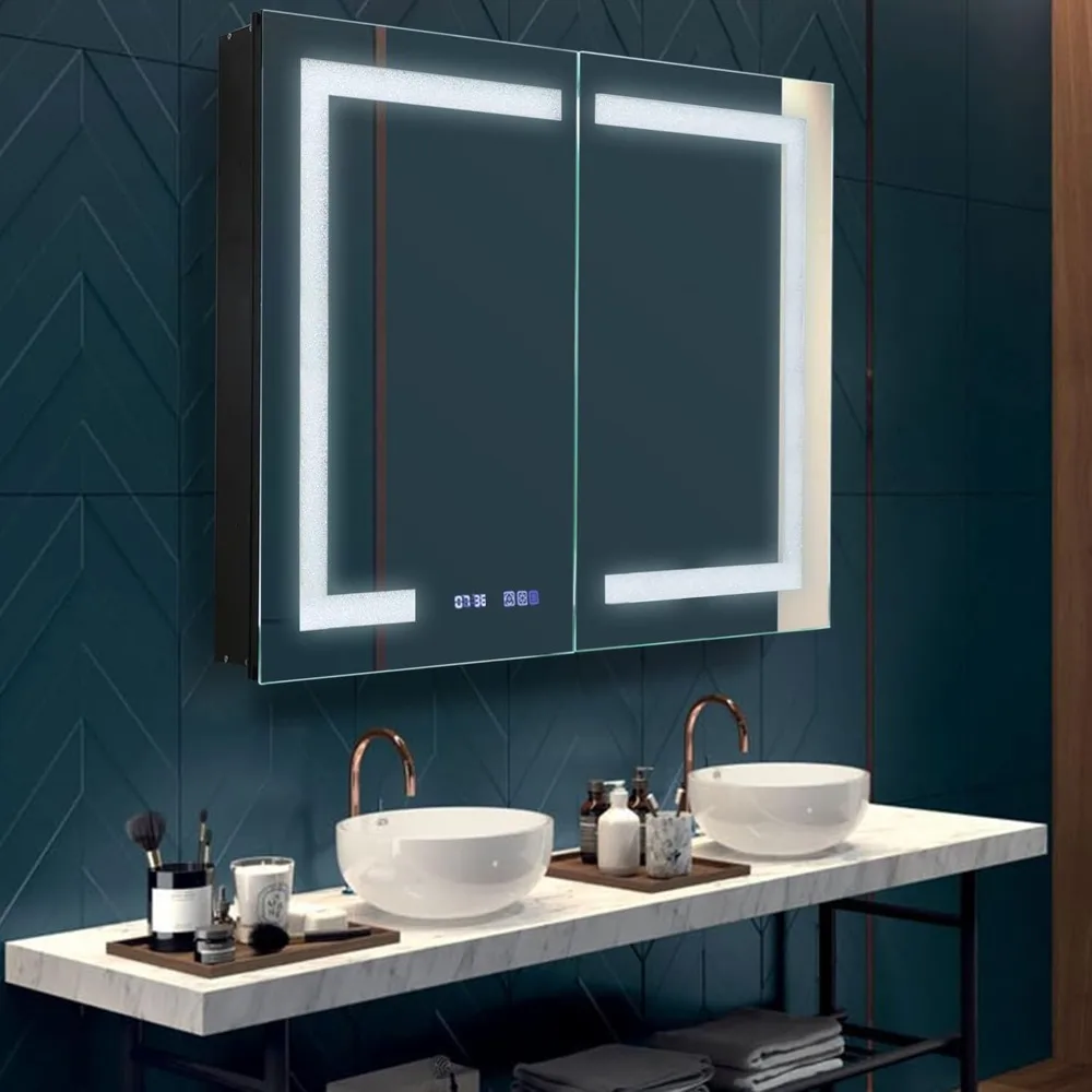 Bathroom cabinet with mirror, defogger, USB, Adjustable shelf, advanced LED, intelligent touch switch bathroom cabinet
Bathroom cabinet with mirror, defogger, USB, Adjustable shelf, advanced LED, intelligent touch switch bathroom cabinet