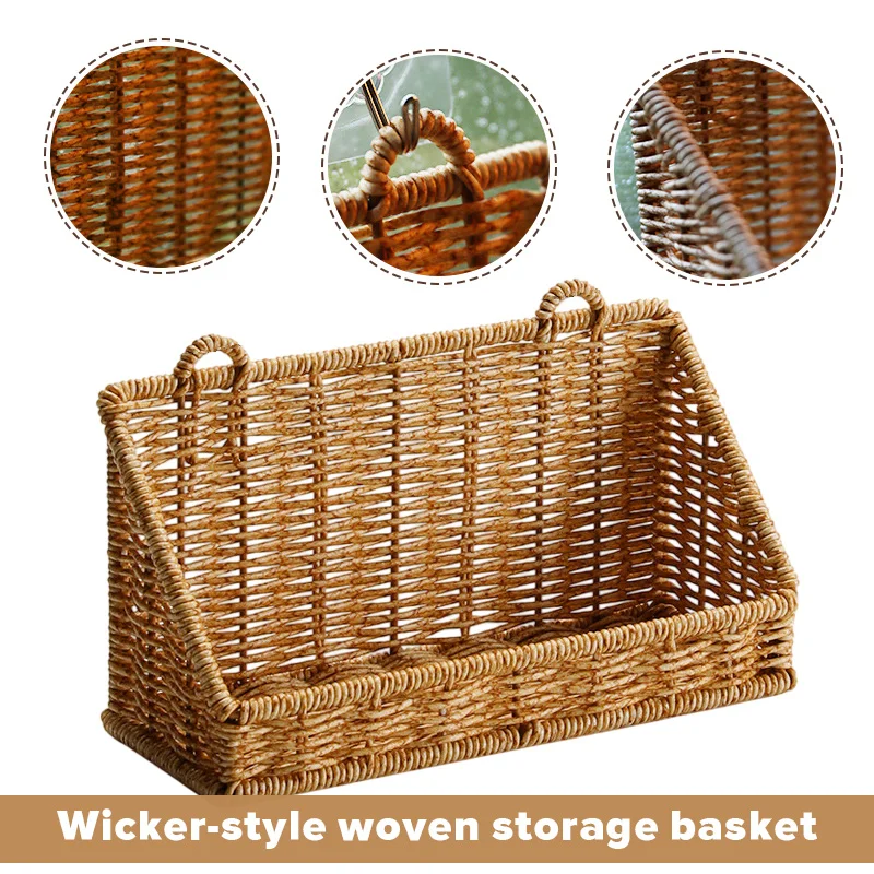 10x13x25cm Wall-Mounted Basket with Hooks Woven Rattan Storage Hamper Suitable for Bathroom Kitchen Bedroom and Living Room
10x13x25cm Wall-Mounted Basket with Hooks Woven Rattan Storage Hamper Suitable for Bathroom Kitchen Bedroom and Living Room