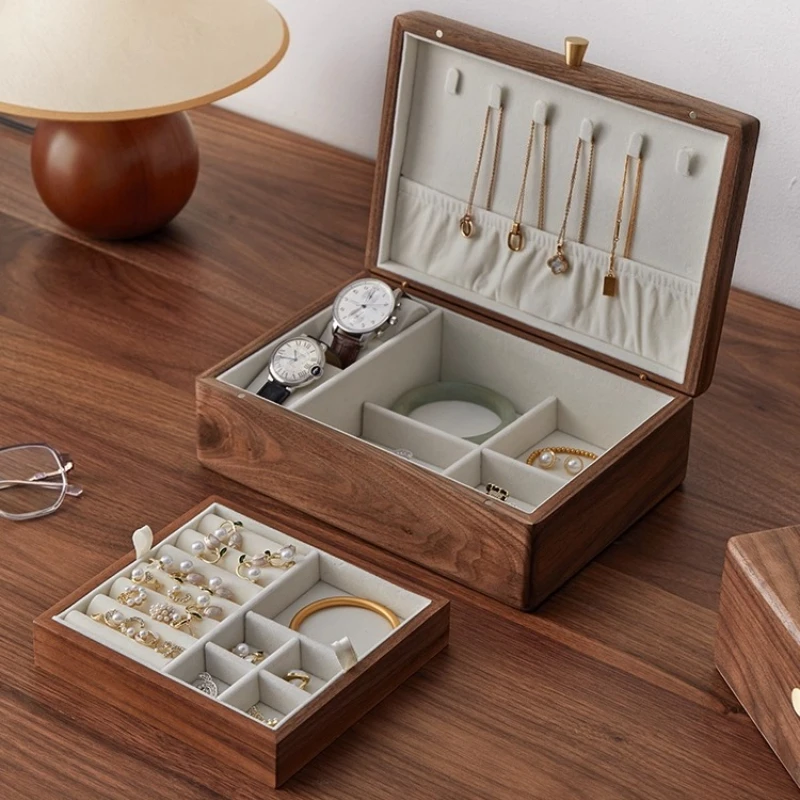 Solid wood jewelry box high-end exquisite retro desktop storage box high-end necklace wedding walnut gift
Solid wood jewelry box high-end exquisite retro desktop storage box high-end necklace wedding walnut gift
