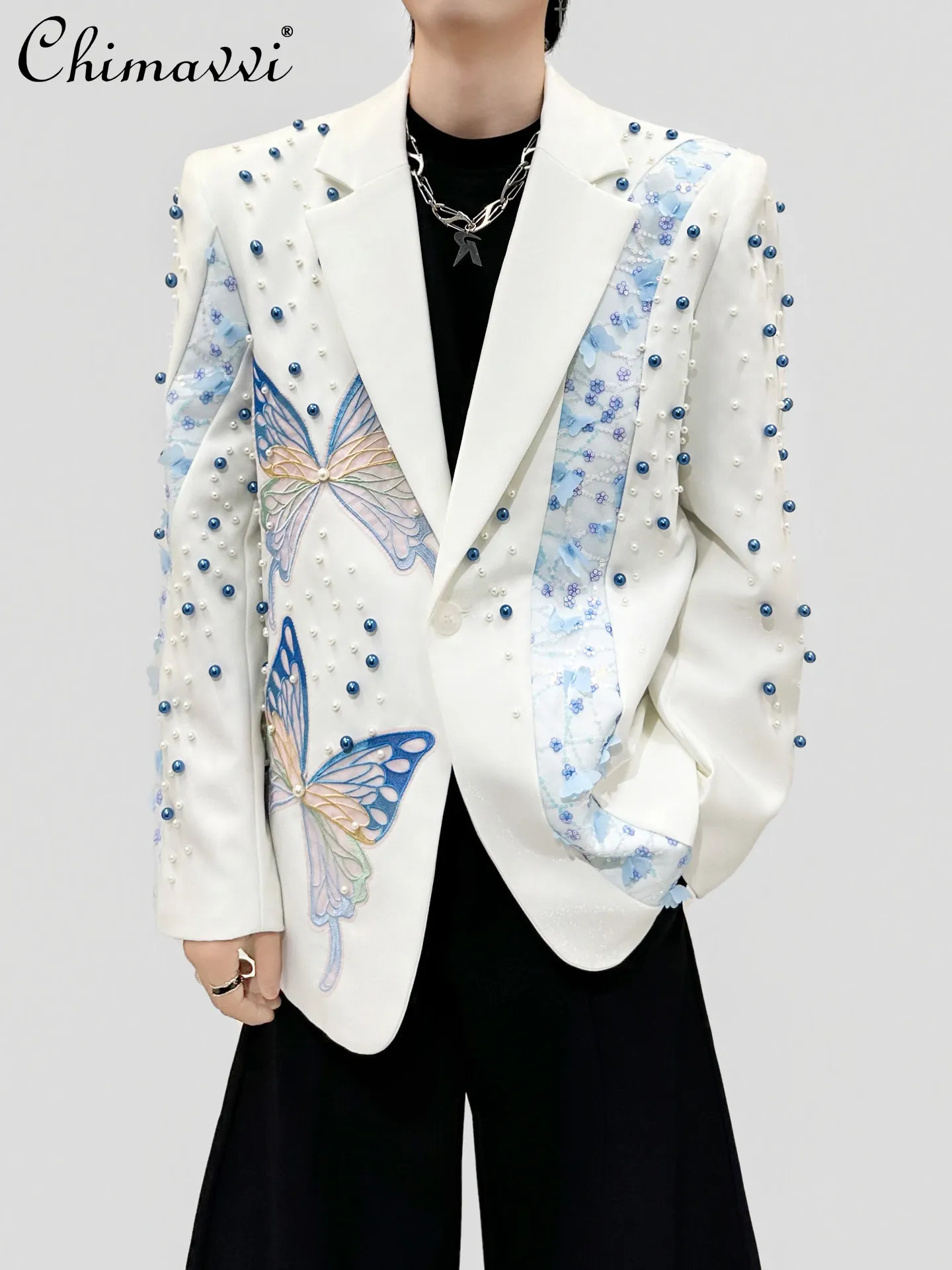 Fashion High-end Heavy Industry Butterfly Embroidered Beaded Blazers for Men Performance Party Casual White Suit Jacket 2026 New
Fashion High-end Heavy Industry Butterfly Embroidered Beaded Blazers for Men Performance Party Casual White Suit Jacket 2026 New