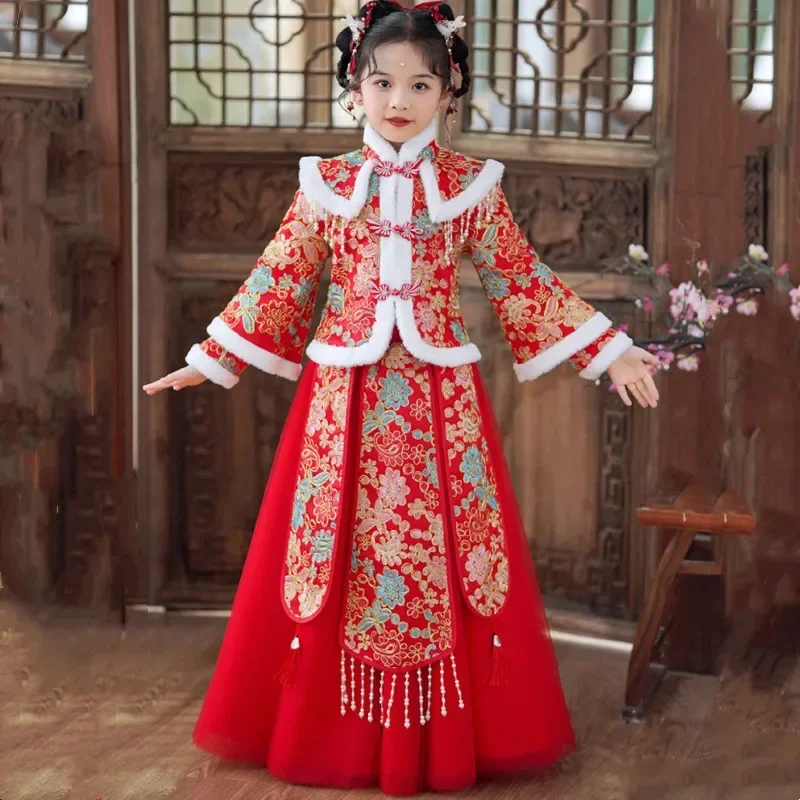 Winter Kids New Year Red Traditional Chinese Clothes Baby Hanfu Sets Thicken Children's Tang Costume Vestido Girl Ancient Suit
Winter Kids New Year Red Traditional Chinese Clothes Baby Hanfu Sets Thicken Children's Tang Costume Vestido Girl Ancient Suit