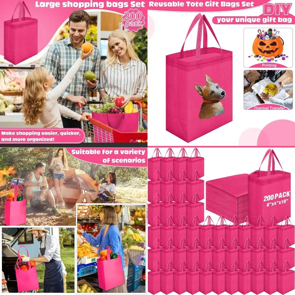 Reusable Tote Bag Bulk, 200 Pcs, 8x4x10 Inch, Non-Woven Shopping Bag with Handle, Rose Red
Reusable Tote Bag Bulk, 200 Pcs, 8x4x10 Inch, Non-Woven Shopping Bag with Handle, Rose Red
