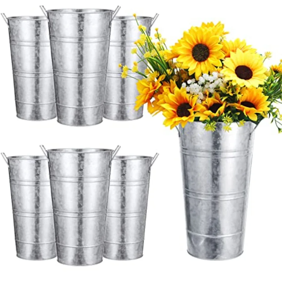 6 Pcs 12 Inch Galvanized Metal Vase, French Flower Bucket for Cut Flowers, Metal Flower Bucket Decoration, Home Farmhouse Vase
6 Pcs 12 Inch Galvanized Metal Vase, French Flower Bucket for Cut Flowers, Metal Flower Bucket Decoration, Home Farmhouse Vase