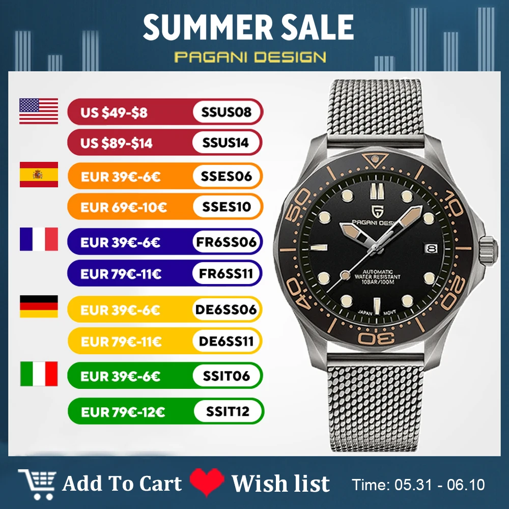 2026 New PAGANI DESIGN 007 Men's Mechanical Watches Luxury Automatic Watch Men AR Sapphire Mirror Luminous Ceramic Bezel Clock
2026 New PAGANI DESIGN 007 Men's Mechanical Watches Luxury Automatic Watch Men AR Sapphire Mirror Luminous Ceramic Bezel Clock