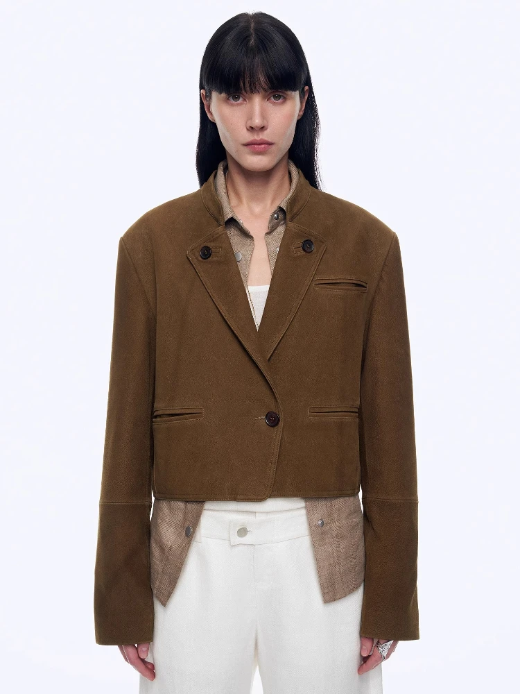 Vintage Short Genuine Leather Blazer Jackets for Women High-end Simple Stand Collar Deer-patterned Real Goatskin Leather Coat
Vintage Short Genuine Leather Blazer Jackets for Women High-end Simple Stand Collar Deer-patterned Real Goatskin Leather Coat